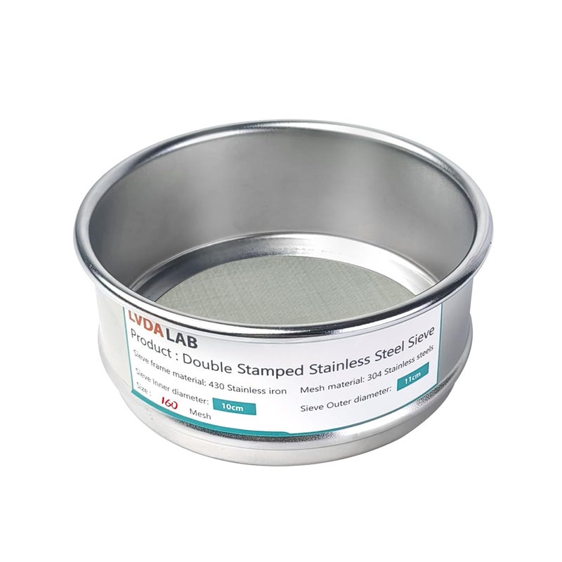 LVDALAB 304 Stainless Steel Mesh Lab Sieve, 160 Mesh (0.097mm) Aperture Test Sieve, 4inch(10cm) Economy Standard Analysis Sample Test Sieves for Industrial Laboratory Homes - Image 1
